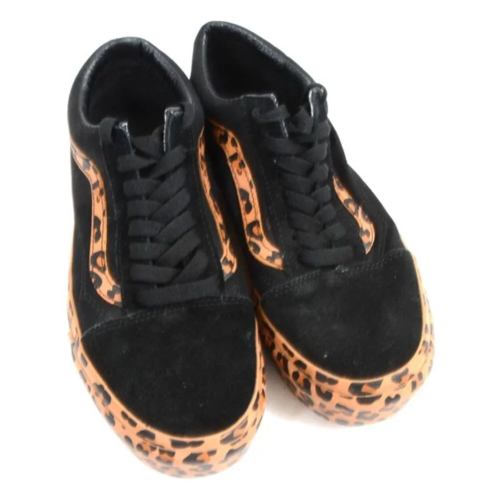 Vans Old Skool Women's 8.5 Men's 7 Platform Leopard Print Trim Low-top Sneakers - Picture 9 of 10
